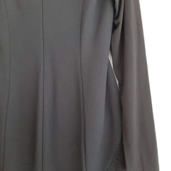 DONNA KARAN \ Italy Long Sleeve LBD Black Lace Detail Dress Sz 8 - Picture 13 of 16